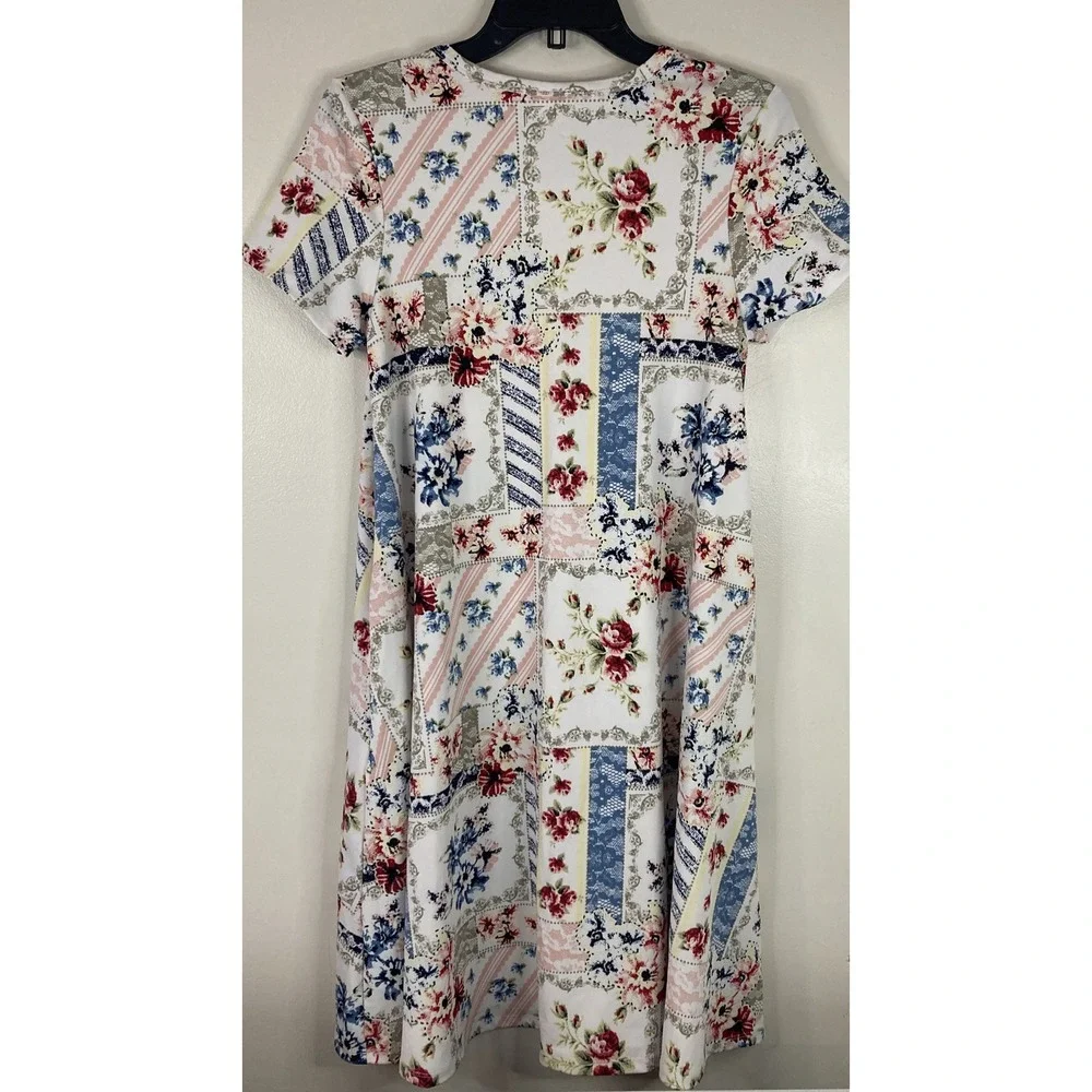 LuLaRoe Jessie Dress XS Floral Patchwork Quilt Print‎ w/Pockets NWT